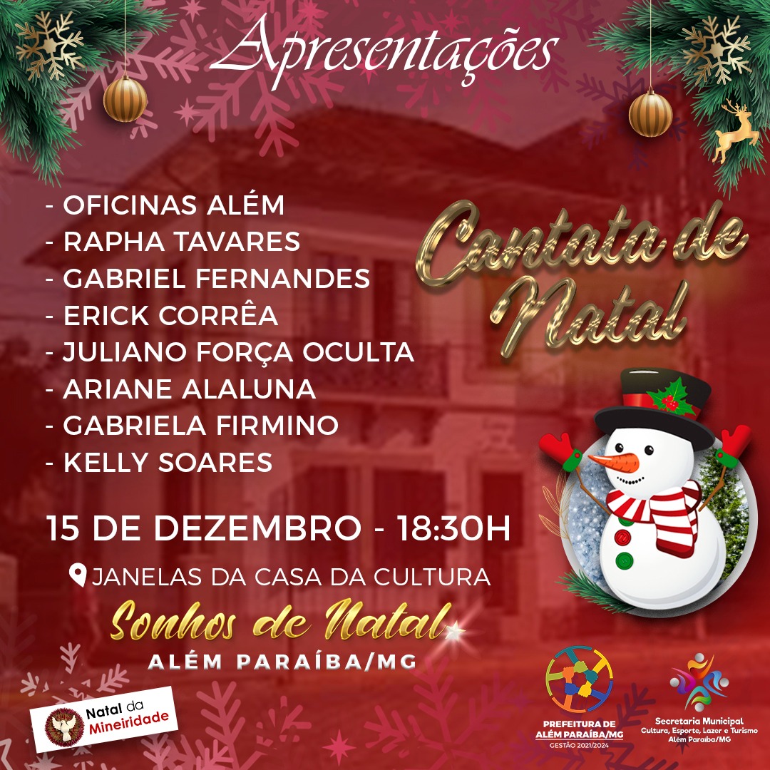 Cantata de Natal será hoje nas janelas da Casa da Cultura. População está  sendo convidada - Prefeitura Municipal de Além Paraíba